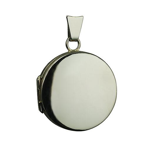 18ct White Gold 20mm round flat plain Locket