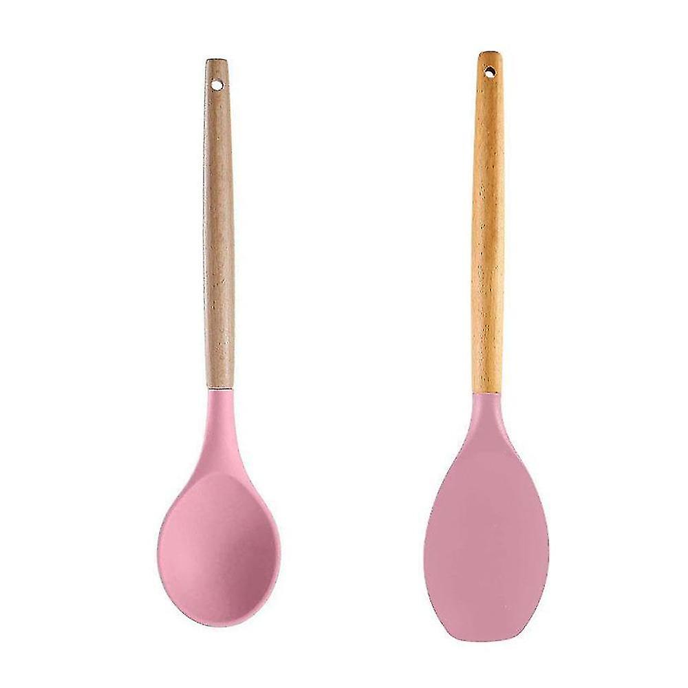 2 Pc Kitchen Utensil Set,easy To Clean Wooden Kitchen