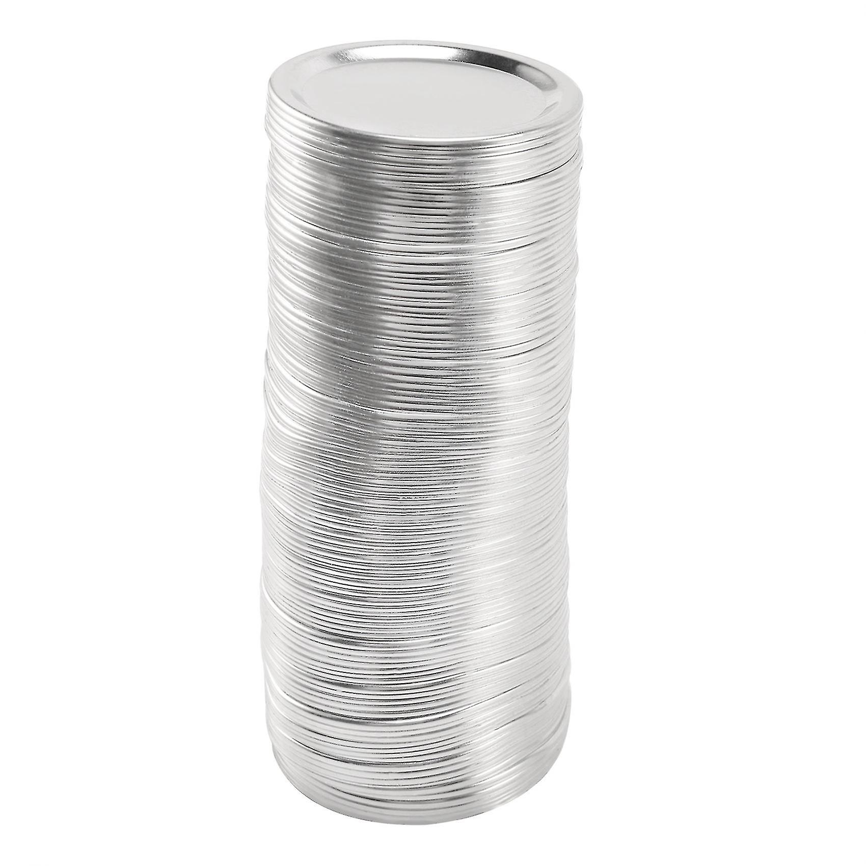 100 Pcs Regular Mouth 70mm Canning , Reusable Leak Proof Split-type Silver With Silicone Seals Ring