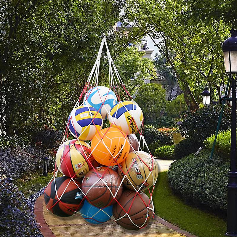 Ball Net, Ball Net Bag, Net Ball Bag, Polyester Folding Storage Durable Reusable for Soccer, Basketball, Rugby. Length 1.2m contains 15 balls