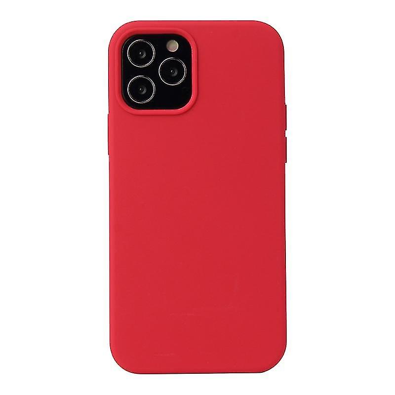 For Iphone 12 / 12 Pro Solid Color Liquid Silicone Shockproof Protective Case(carmine)