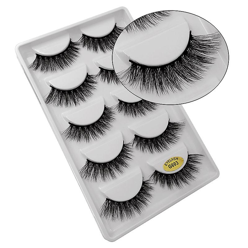 5-par falske øyevipper-3D faux mink-G603