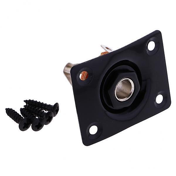 3xRectangle Output Input Jack Plate Socket Plug for Electric Guitar Bass Black