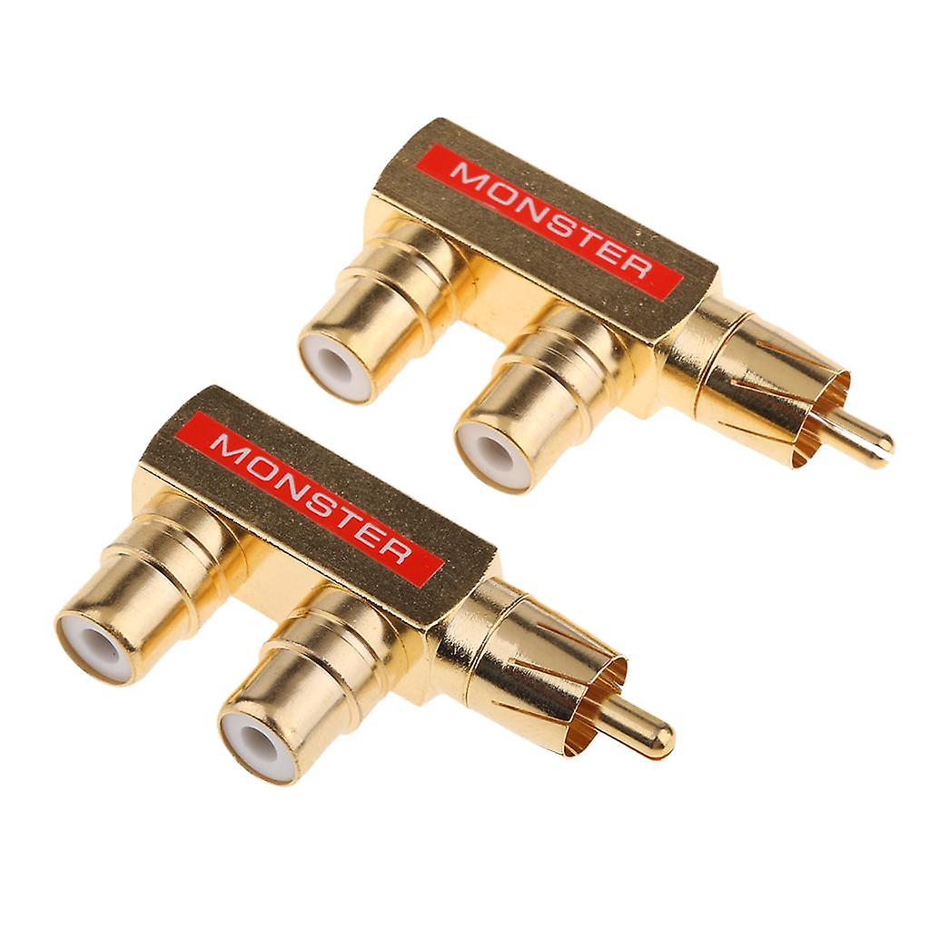 RCA Bölücü RCA AV Audio F Ayırıcı Fiş 1 Erkek - 2 Dişi Altın Kaplama