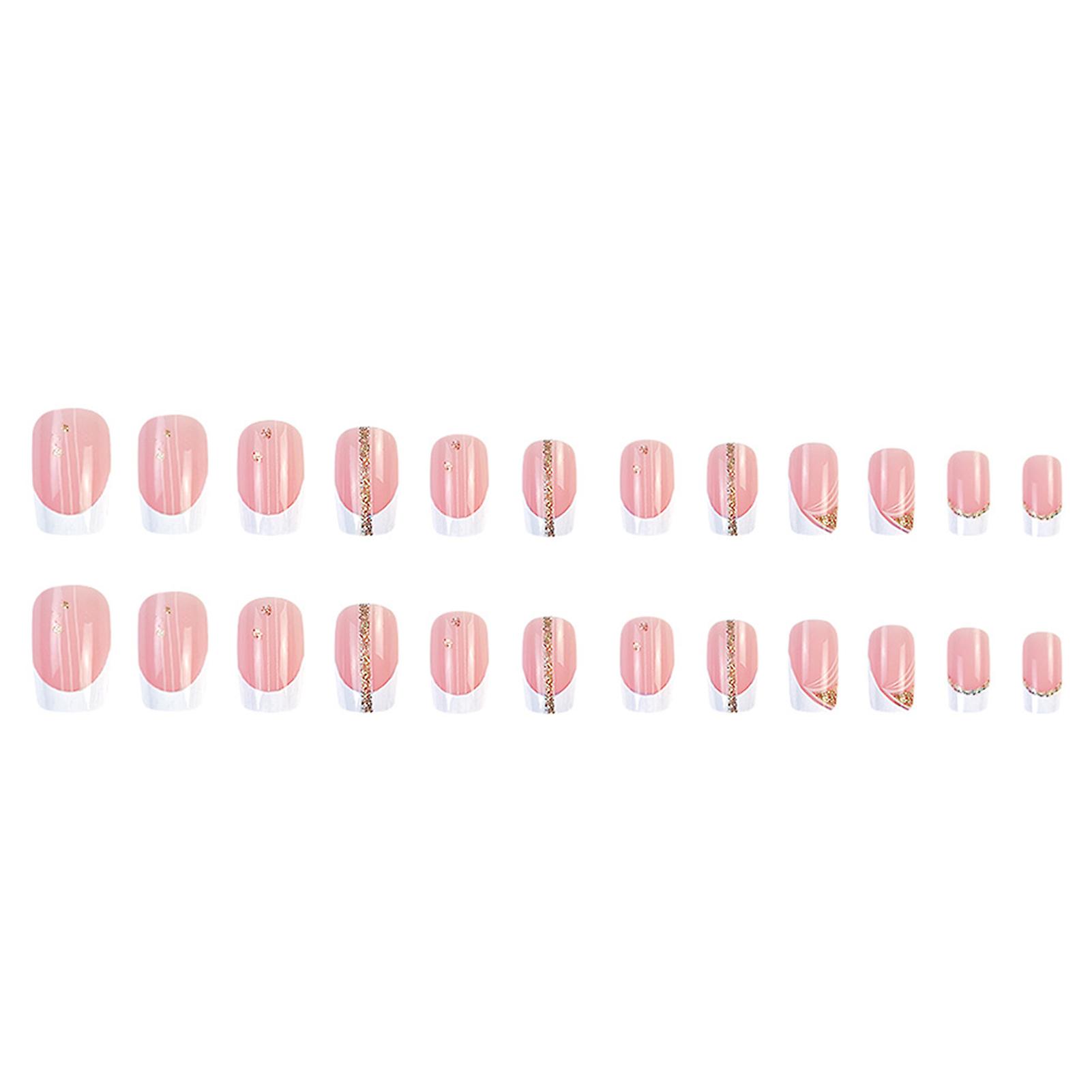 Short Pink Square Fake Nails Spring Atmosphere Long Lasting Nails