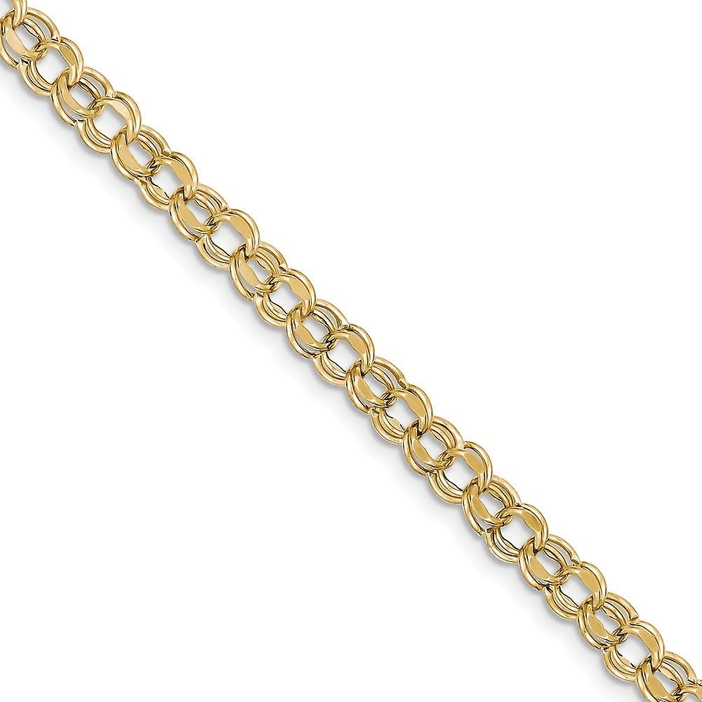 10Kソリッドイエローゴールド6.5mm中空ダブルリンクチャームブレスレット-リンク-チャーム-女性用ブレスレット - 長さ:7〜8
