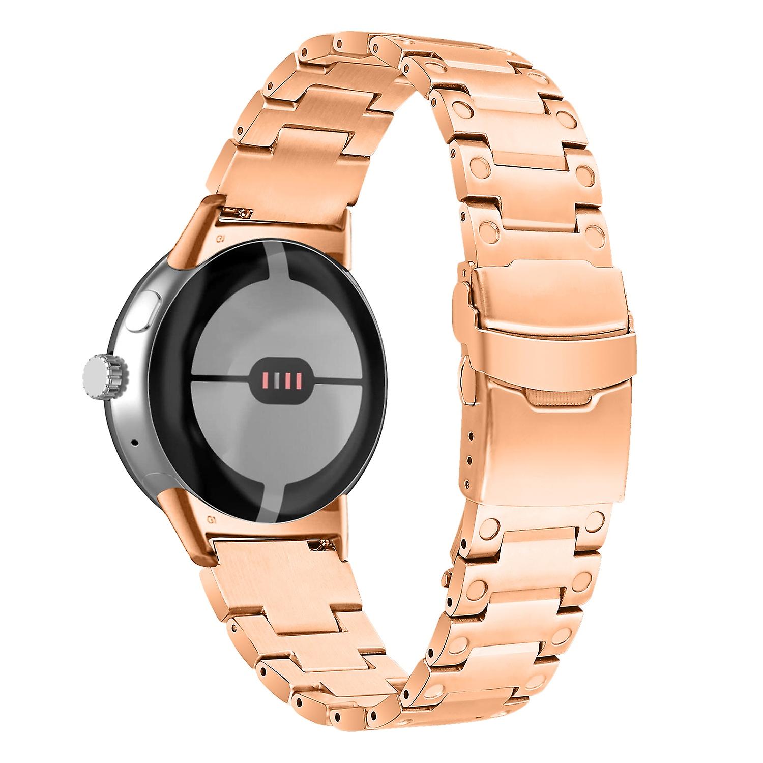 For Google Pixel Watch 2/Pixel Watch Three Bead Watch Band Smart Watch Strap Replacement Gold