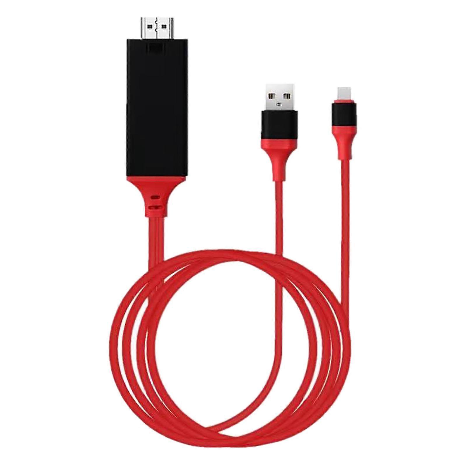 Câble adaptateur type C vers interface multimédia haute définition, adaptateur PVC cuivre pour téléphone portable, rouge