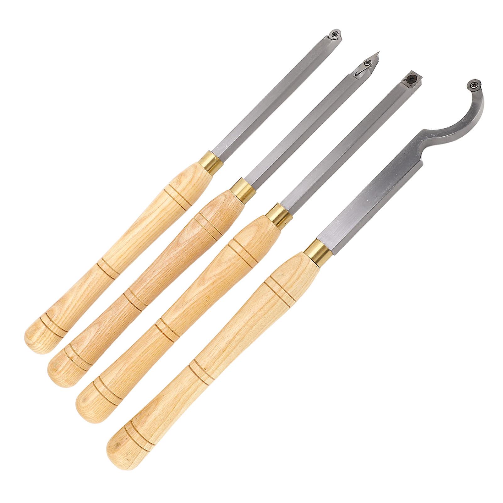 4Pcs Wood Lathe Chisel Set Handheld Accurate Stable Cutting Lathe Turning Tool for Woodworking 