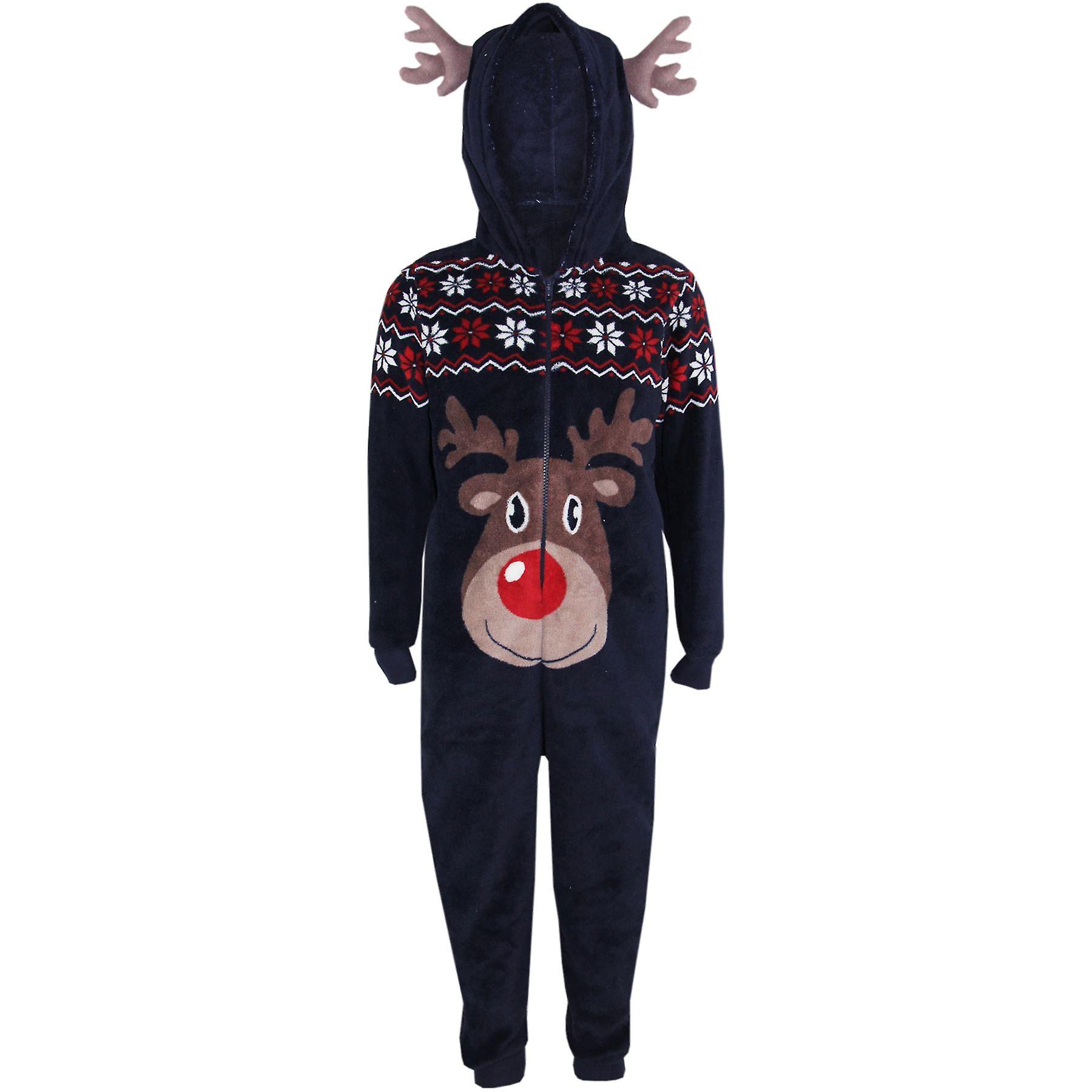 أطفال للجنسين الصوف الرنة المطبوعة Loungewear Onesie