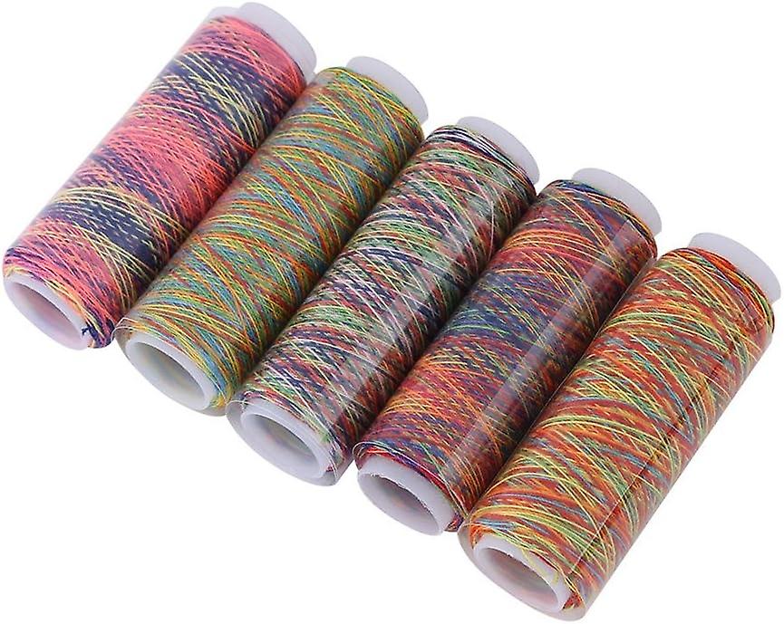 Sewing Thread,5pcs Multicolor Gradient Sewing Quilting Embroidery Thread Spools Garment Accessory,Su