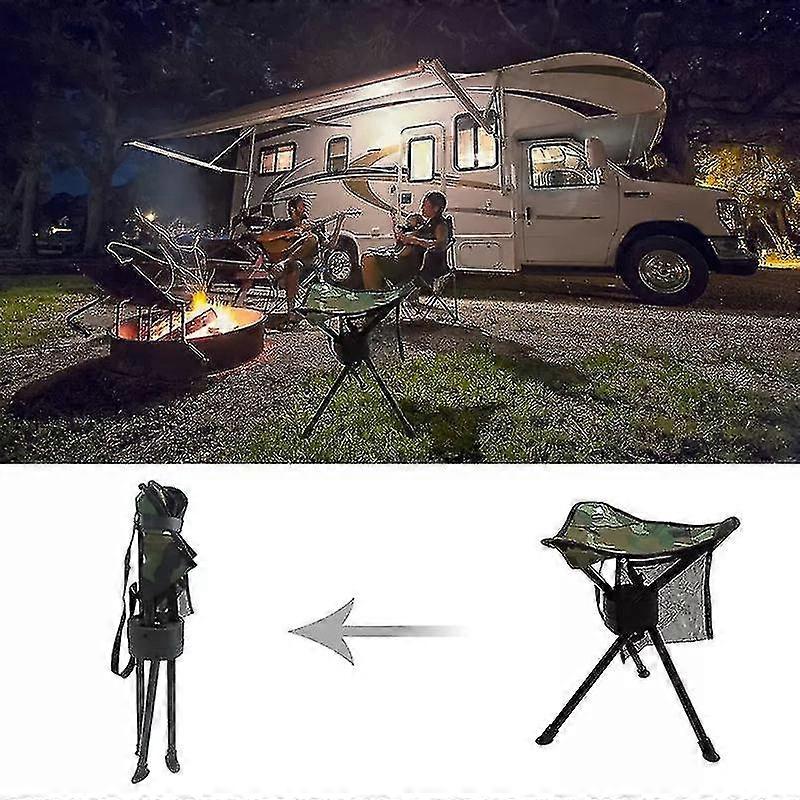 Kryc Folding Tripod Swivel Chair Full 360 Degree Rotation Heavy Duty Camping Bench For Camping Fishi