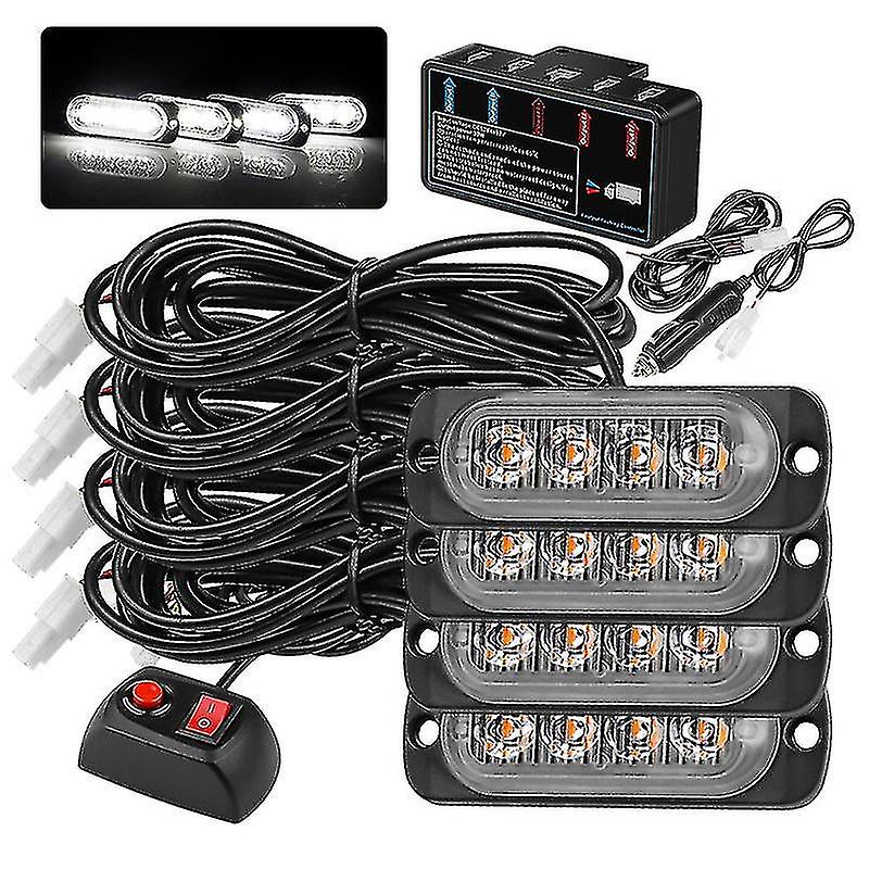 4 i 1 bil ledet blinkende lys 16w 18 modus lastebil side varsellys led strobe flash kjøretøy lys