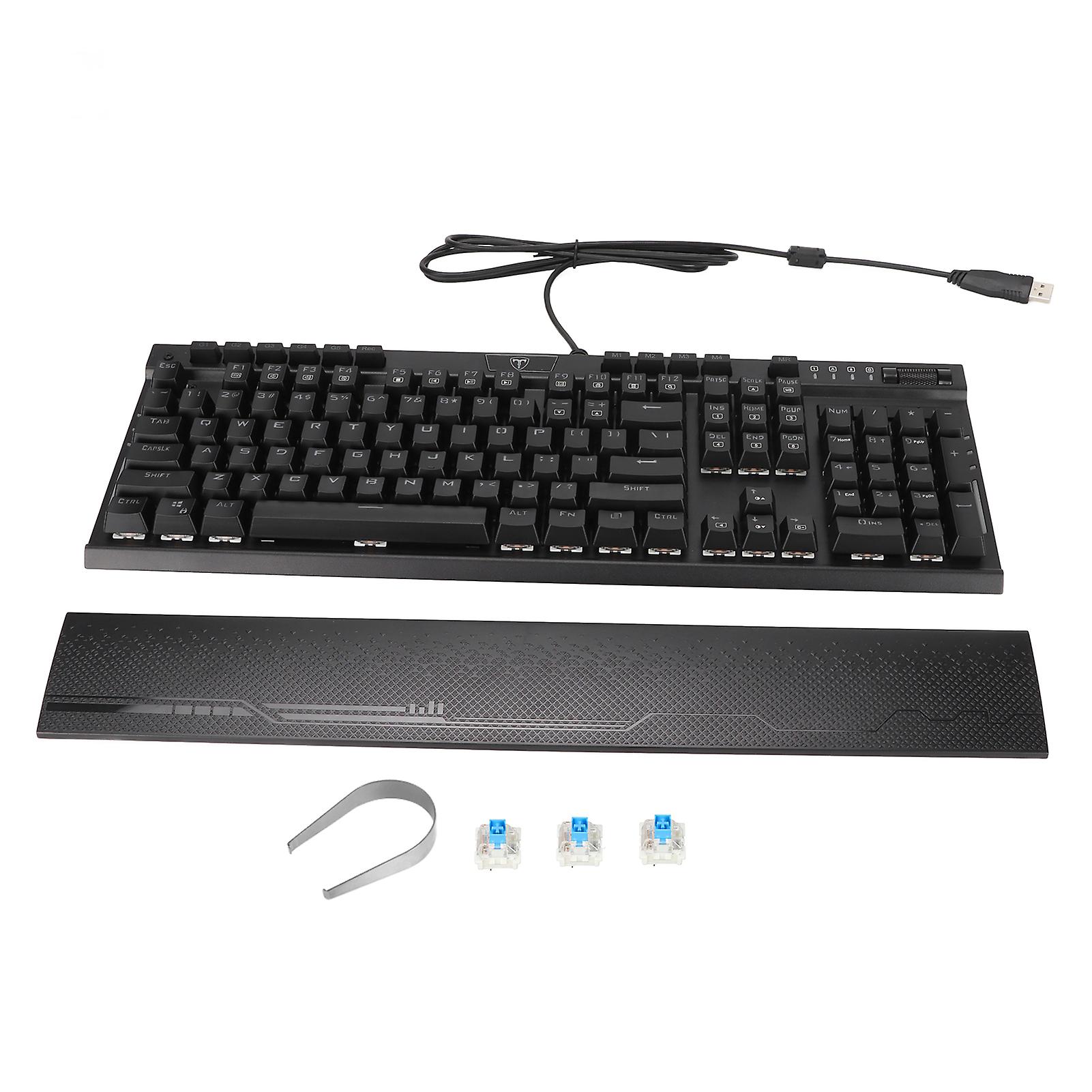 RGB Mechanical Gaming Keyboard Waterproof Blue Switch Wired with Macro Programming Pad