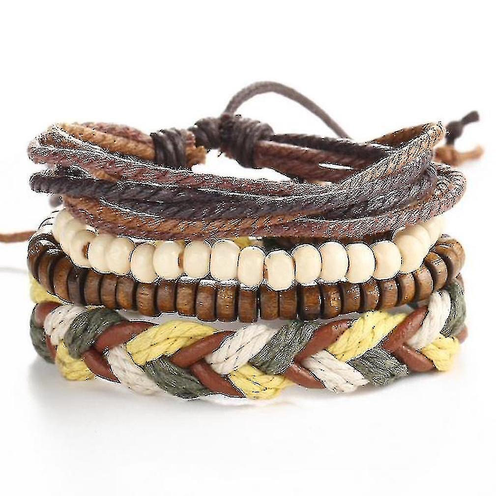 Hmwy-pärlor Justerbart läderarmband Multi-layer
