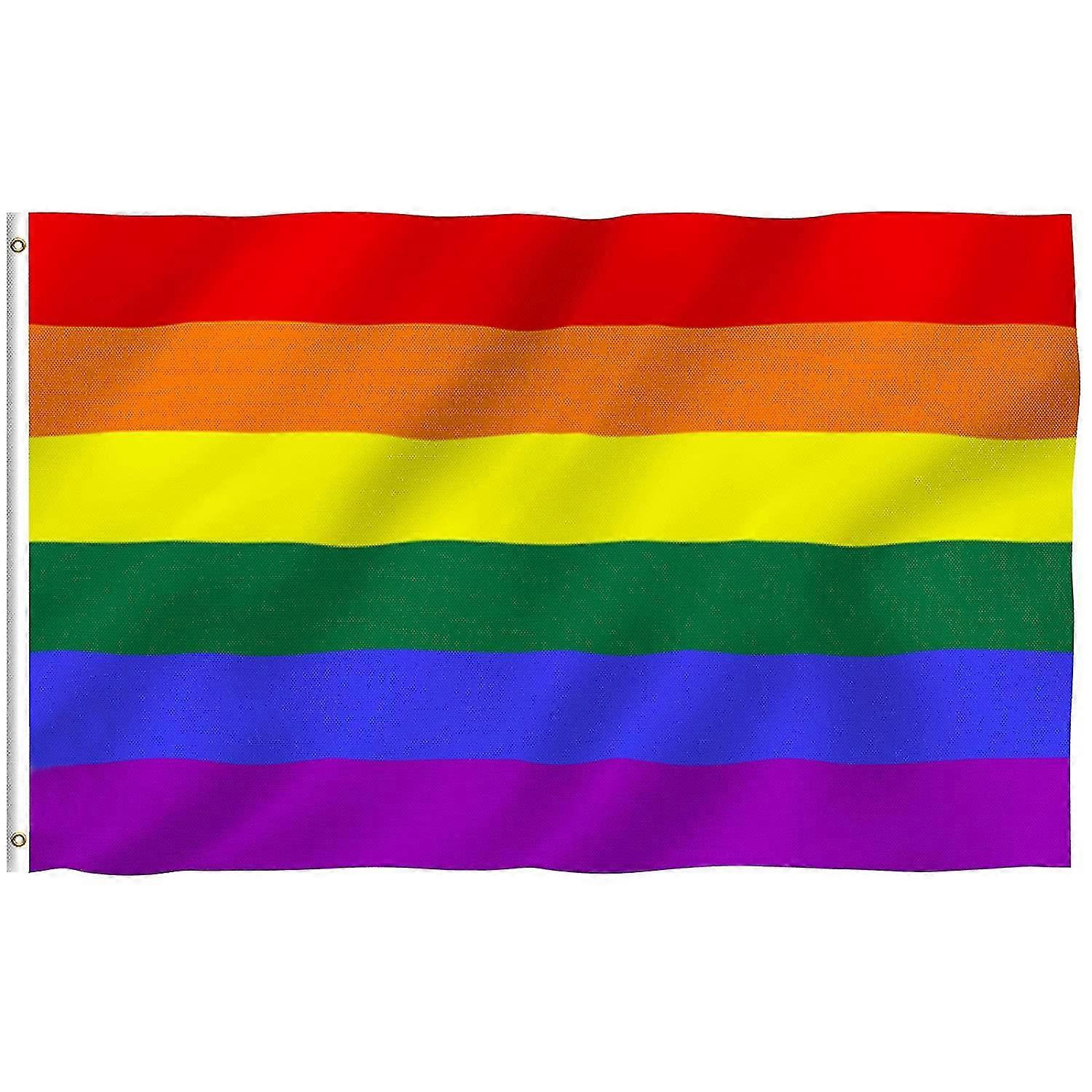 90x150cm Rainbow Flag - Vivid Color And Uv-resistant - Canvas Header And Double Stitched - Gay Pride Banner Flags Polyester With Brass Eyelets
