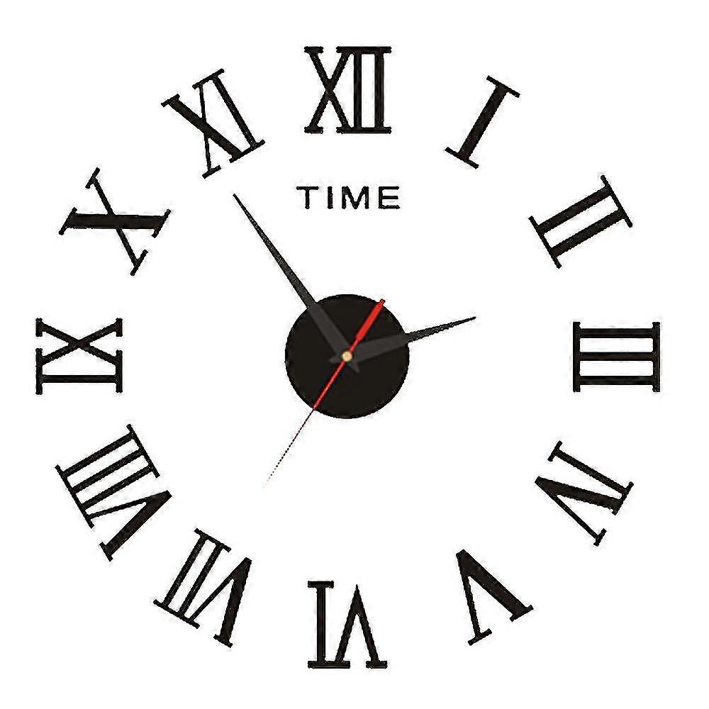 3DのDIYの壁時計、巨大なローマ数字の時計フレームレスミラー大きな壁の時計ホームデコレーションホームリビングルームベッドルーム用