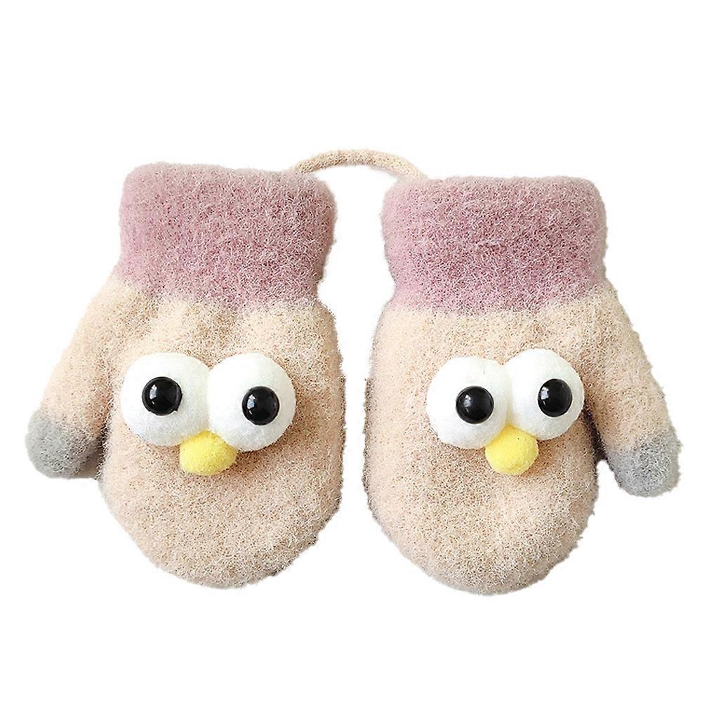 Toddler Kids Mittens with String Winter Warm Stretch Full Finger Gloves