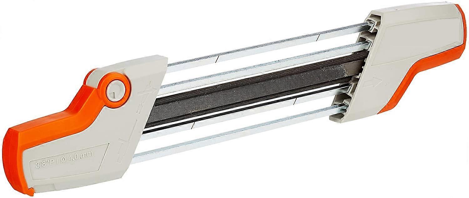 2 in 1 file holder for 3/8 "D ? 4.0 mm chainsaw chain - for sharpening teeth and depth gauge in a single operation