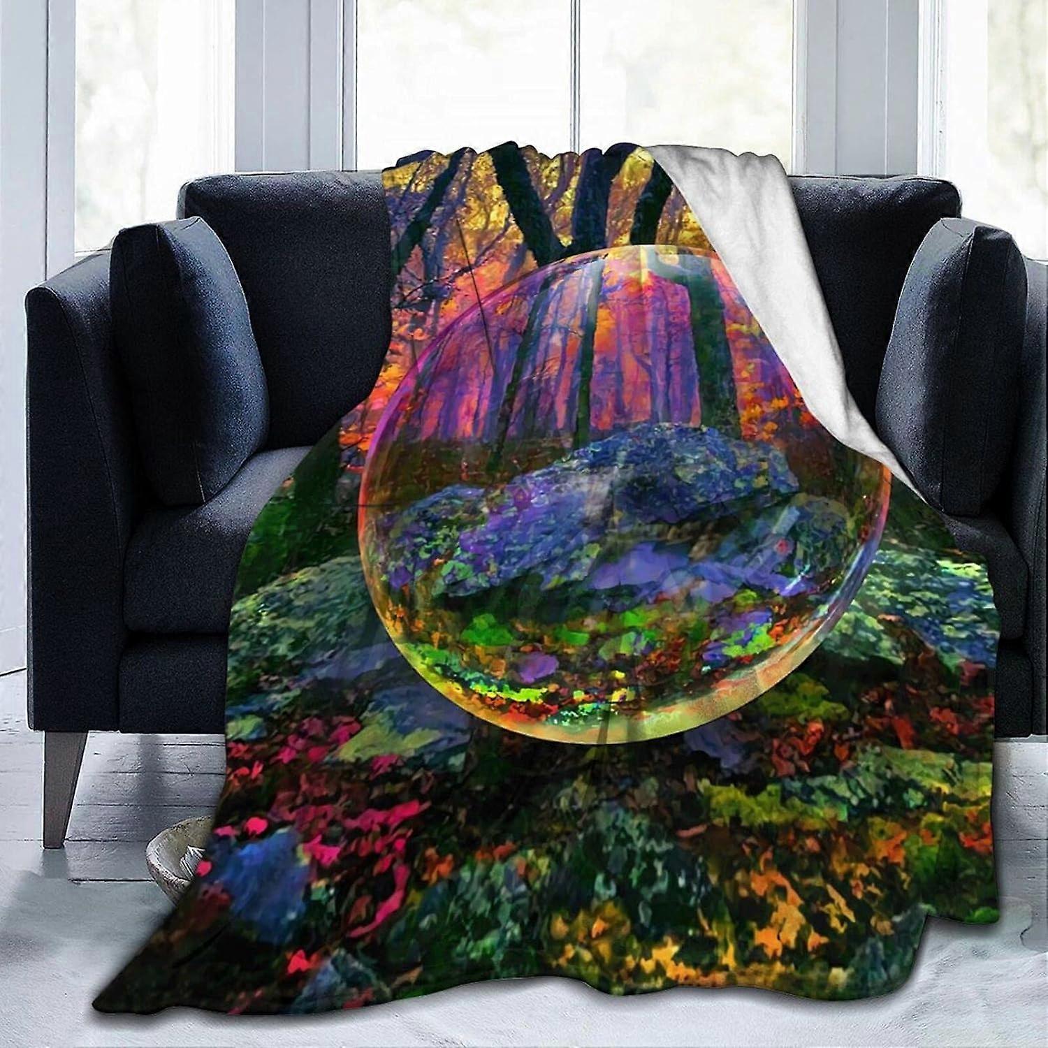 Ultra-Soft Microfleece Blanket Home Decor Lightweight Throw Blanket For Sofa Bed,Enchanted Forest,Q140 -ct1949