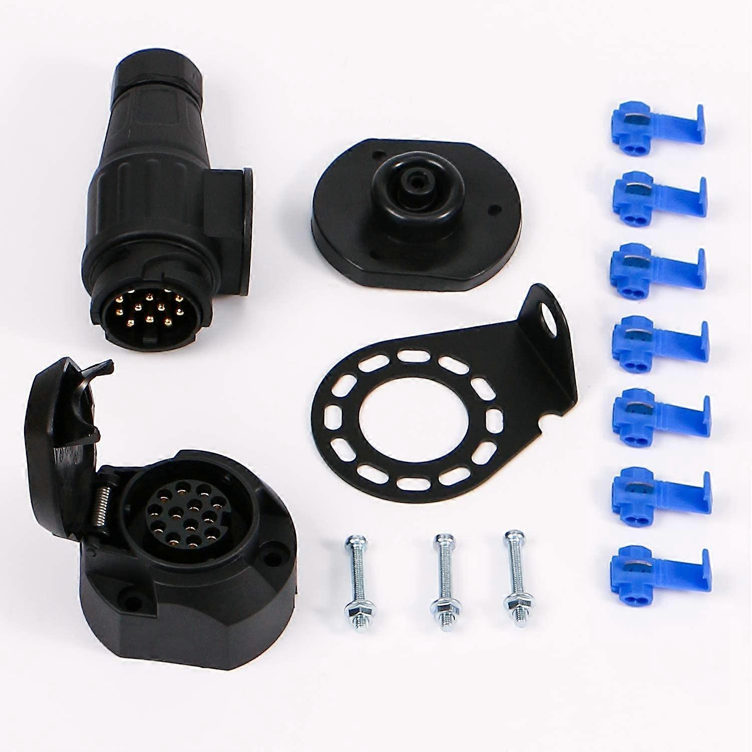 13 Pin Trailer Socket, 12V Trailer Connector Adapter Kit with Waterproof Pad for Motorhome Caravan