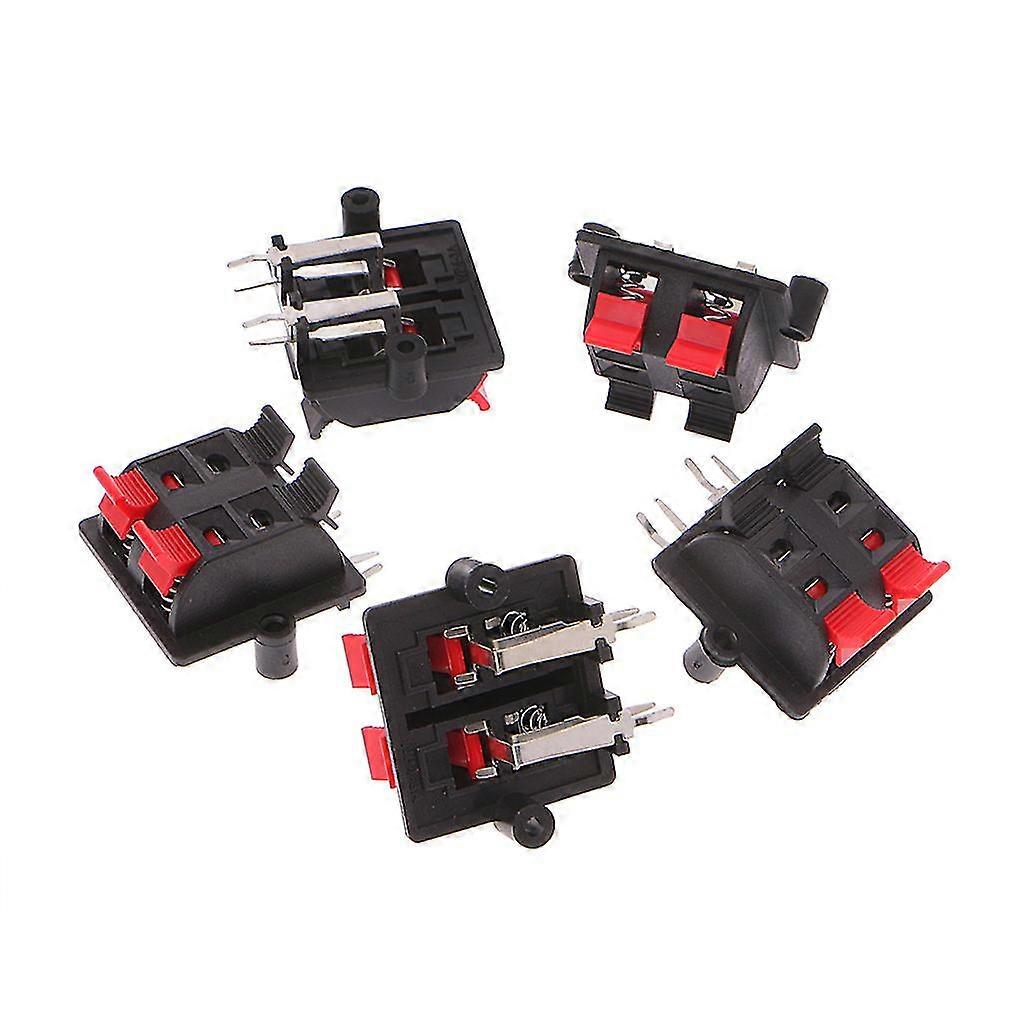 5pcs Double Row 4 Position Cable Clip Push Type Speaker Terminal Panel Connector