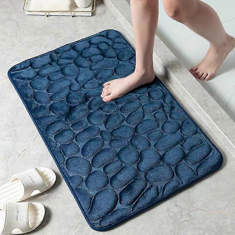 Cobblestone Embossed Bathroom Bath Mat Non-slip Carpets Memory Foam Pad
