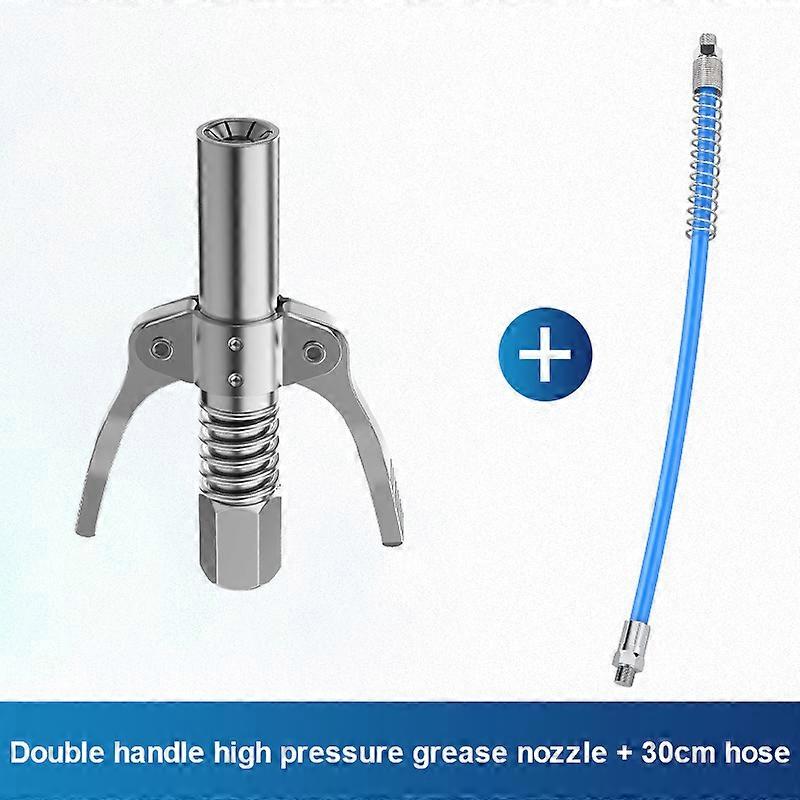 Grease Tool Coupler Quick Release Grease Gun High Pressure Grease Nozzle Car Syringe Lubricant Tip Stainless Steel Double Handle
