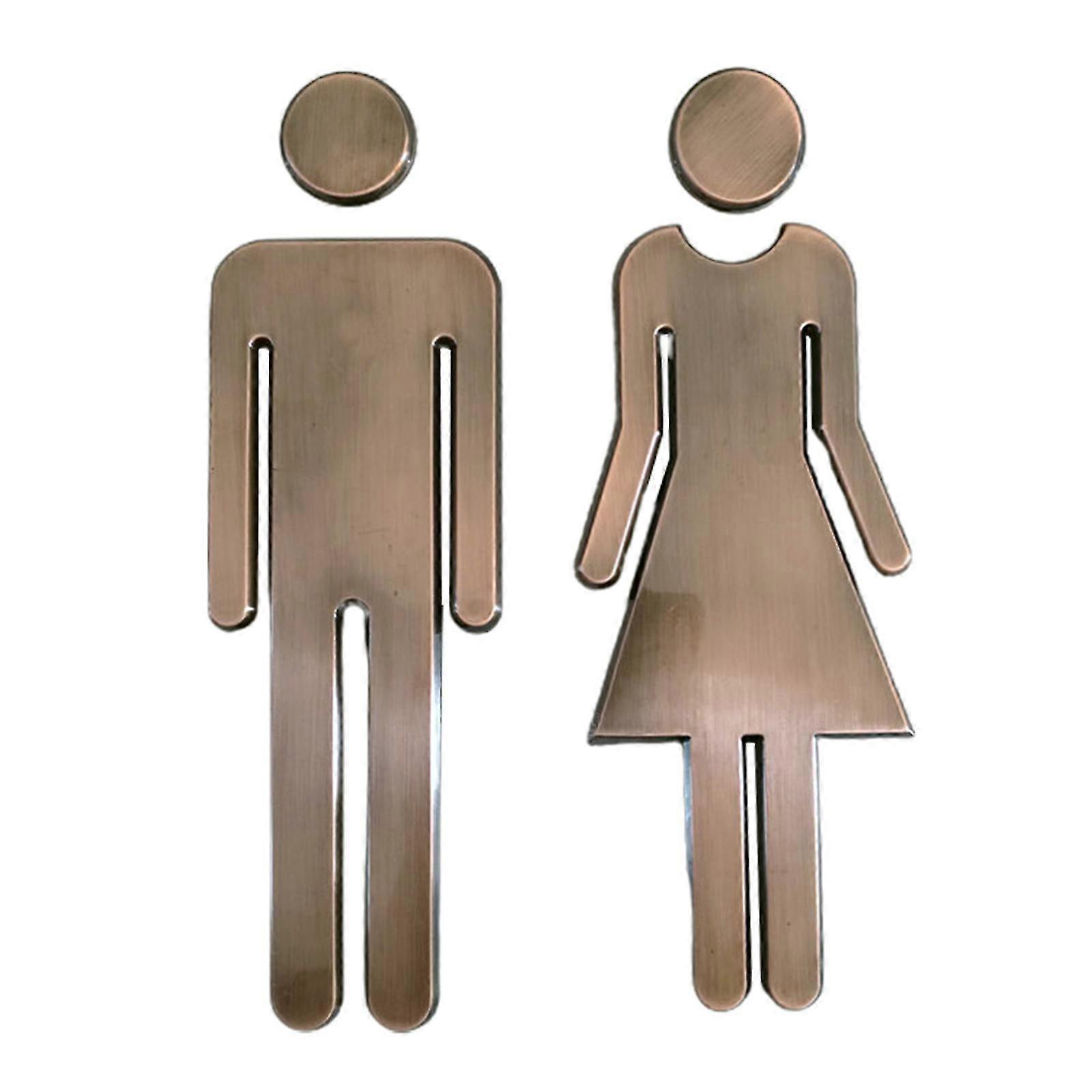 Kampanj, 2st Toalettsymbol Självhäftande Badrumsskylt Toalettdörrskylt För Hotell, Kontor, Hem Wc Plack, Snabb Leverans