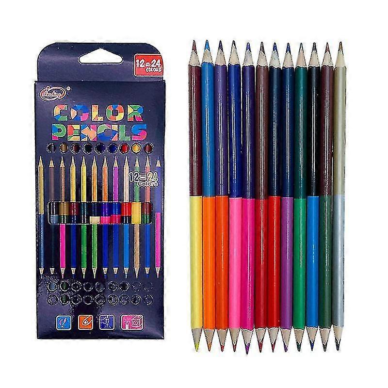 12pcs/set Δίχρωμο κεφάλι Ελαιώδη χρωματιστά μολύβια Σχέδιο Σκίτσο Art Paint Ξύλο Μολύβι Κόμικς Graffiti Tool Τρίγωνο Bar 24 Χρώματα Haoyi