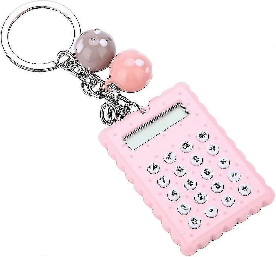Mini Calculator, Candy Color Digits Electronic Calculator With Silicone Buttons Key Chain