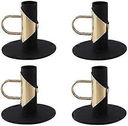 4-piece Black Candle Holder With Handle