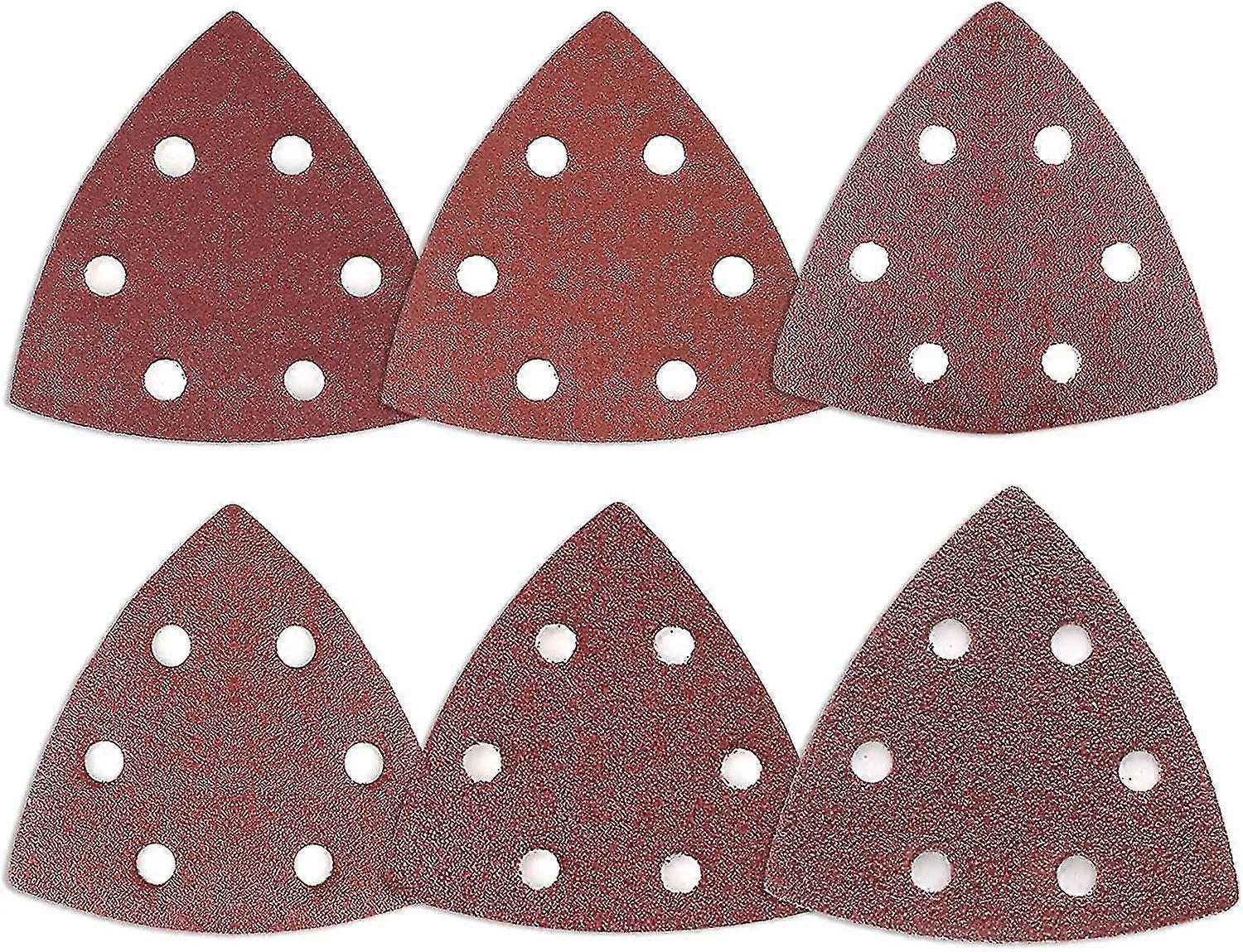 Delta Sanding Triangles, 120 Pieces 6 Hole Delta Sanding Triangles Mixpack (20 X Grit 40/60/80/120/180/180/240 Each), 90x90x90mm Sandpaper For Delta S