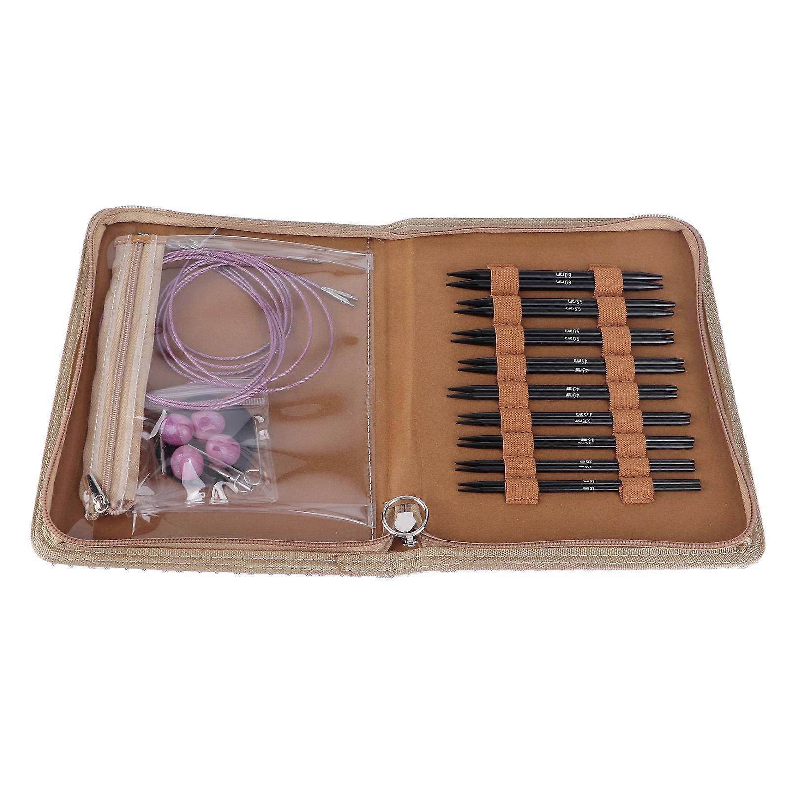 Circular Knitting Needle Set 3 to 6mm Interchangeable Ergonomic Circular Needle Set with Storage Bag for Crafting