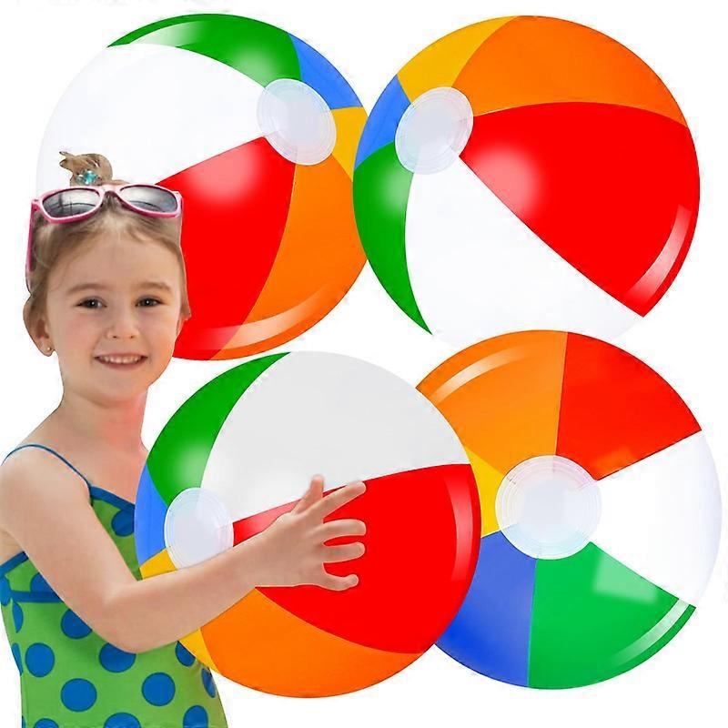 Beach Balls 4 Pack 17" Rainbow Color Pool Toys Inflatable Pool Balls