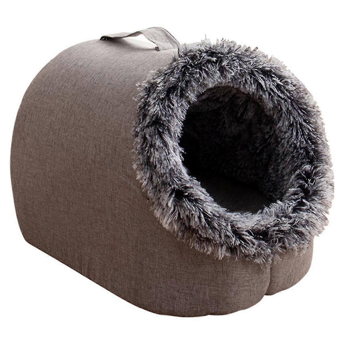 Pet Scratchproof Kennels House Bed Enclosed Plush Pet Kitten Nest Warm Soft Pet Cave Kennel Deep Sl