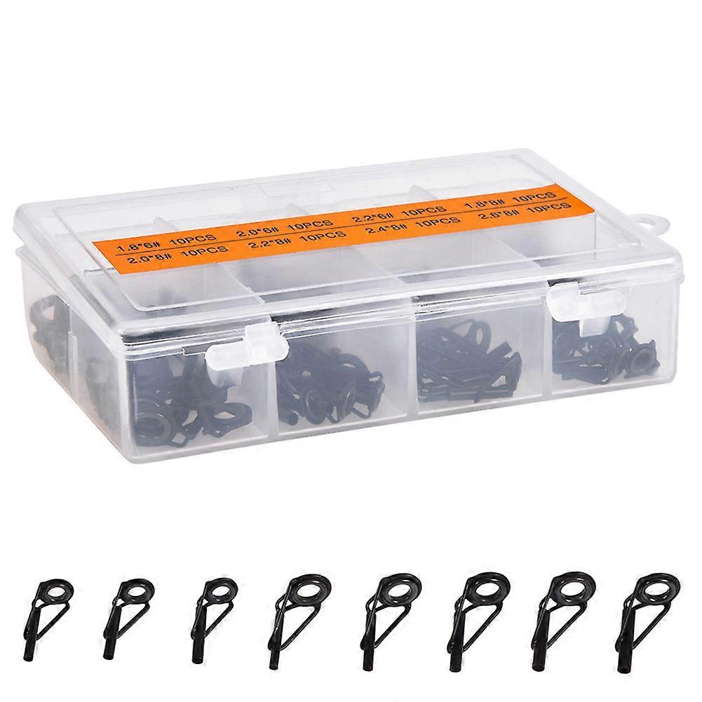 80 Pcs/Set Sea Fishing Rod Guide Rings Mixed Size Stainless Steel Ceramic Fish Pole Repair