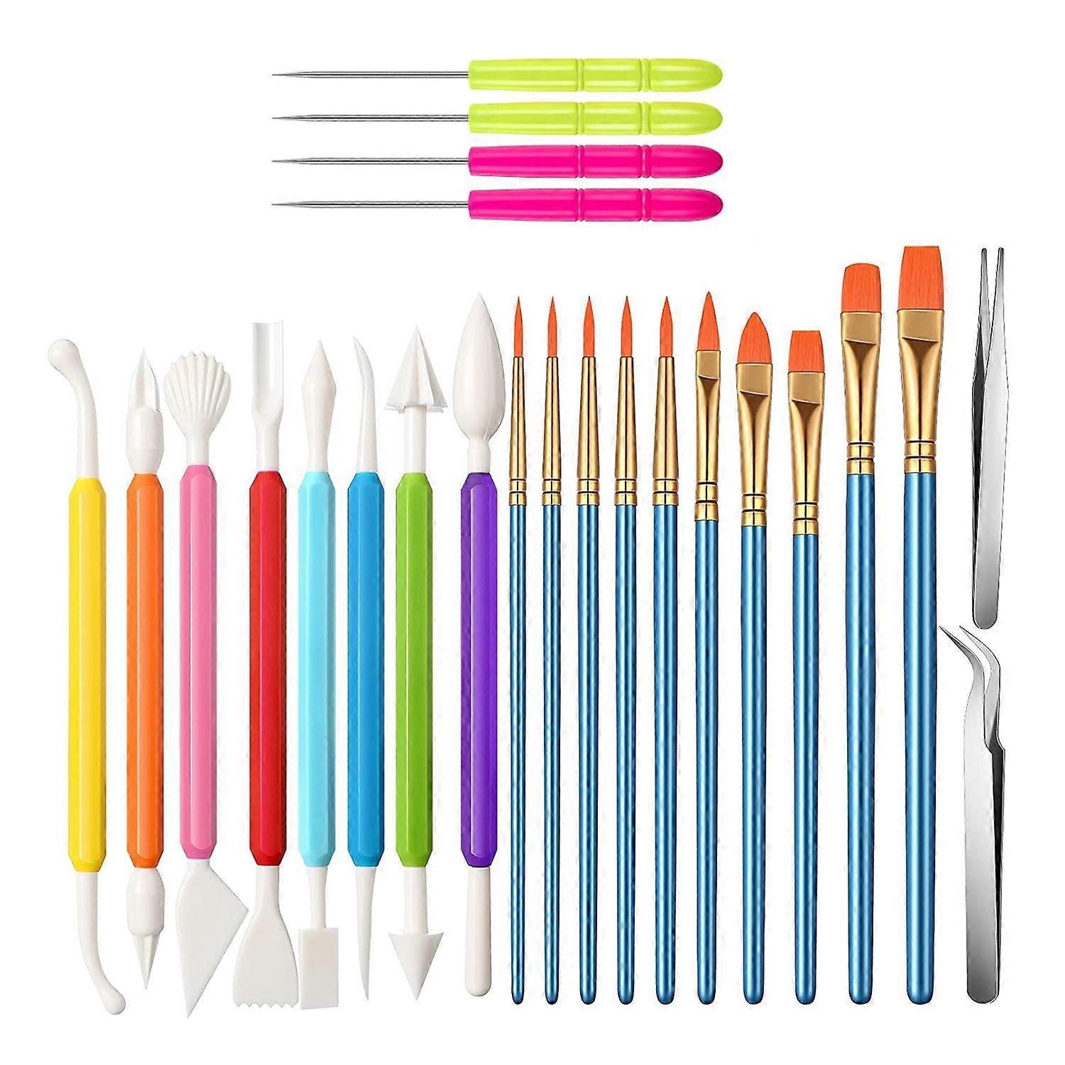 24 Pcs Cookie Decorating Kit Fondant Cake Decorating Tool Include Decoration Brushes Stir Needle Mo
