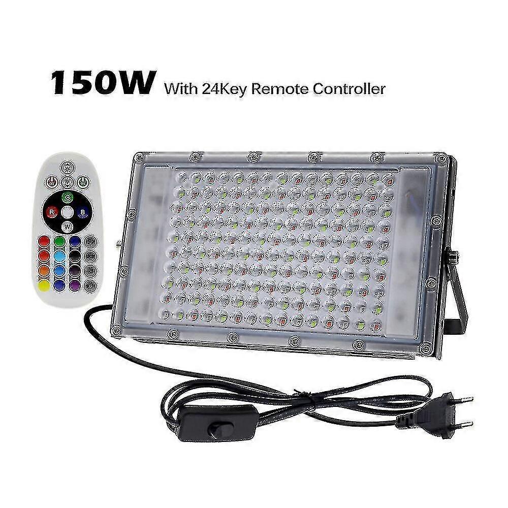 Led Rgb Spotlight 50w 100w 150w Ip65 Outdoor Floodlight Ac220v Rgb Feflector Projector Lamp With Color Remote Controller 150w