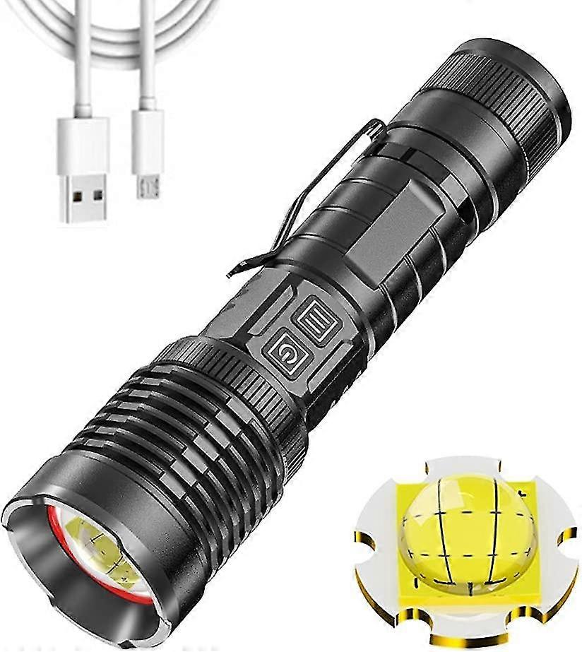 Super Bright 16000 Lumens Rechargeable Led Flashlight, Xhp99 High Power Tactical Flashlight Zoom 5 Meters