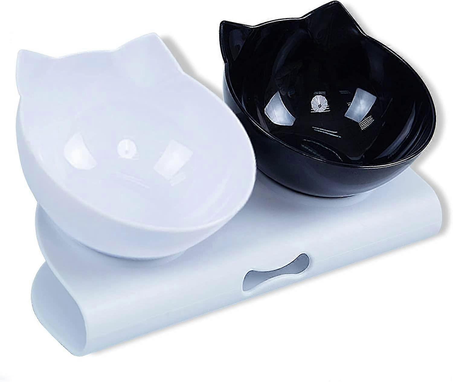 Elevated And Tilted Cat Bowl, Double Cat Bowls, 15 Tilt Double Cat Bowl, Cat Drinkers