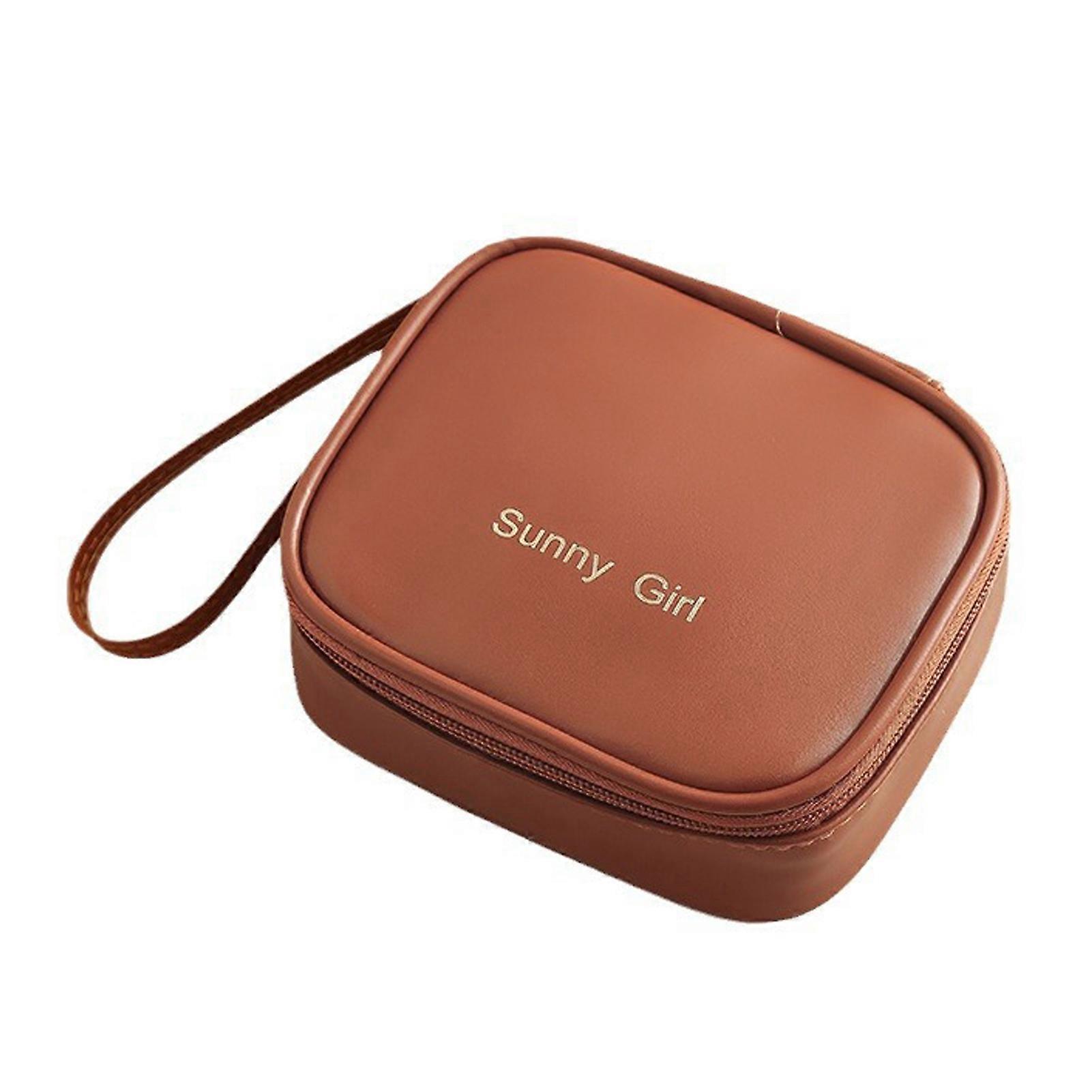 卫生巾储物袋假皮革拉链化妆袋便携式月经垫整理器，适合女孩和女性