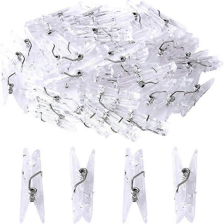 100pcs Mini Transparent Plastic Hanging Clips