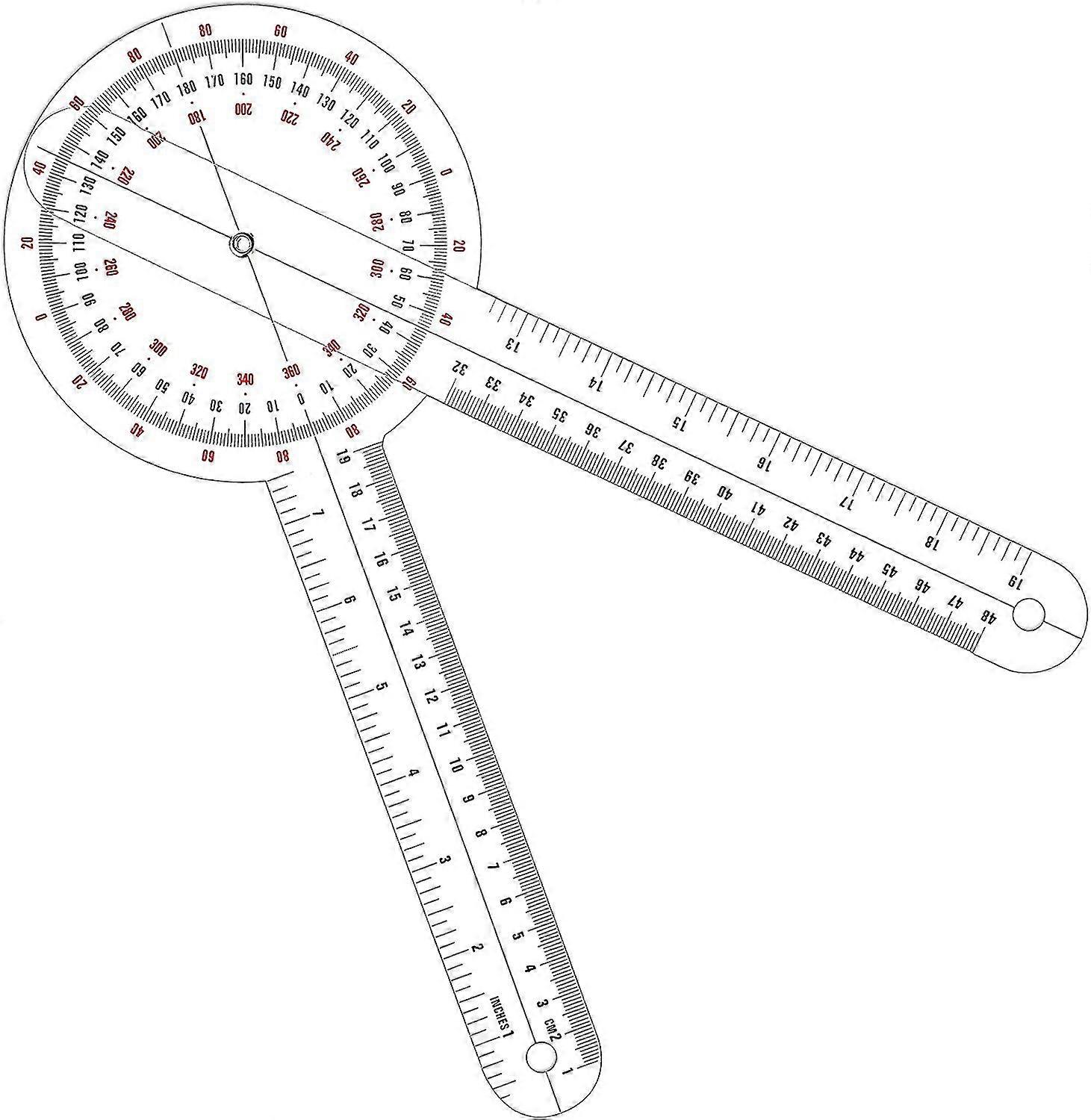 12 Inch Goniometer Transparent Orthopedic Angle Ruler Plastic Goniometer 360 Degree For Body Measuring Tape Goniometer Protractor Ruler (1)
