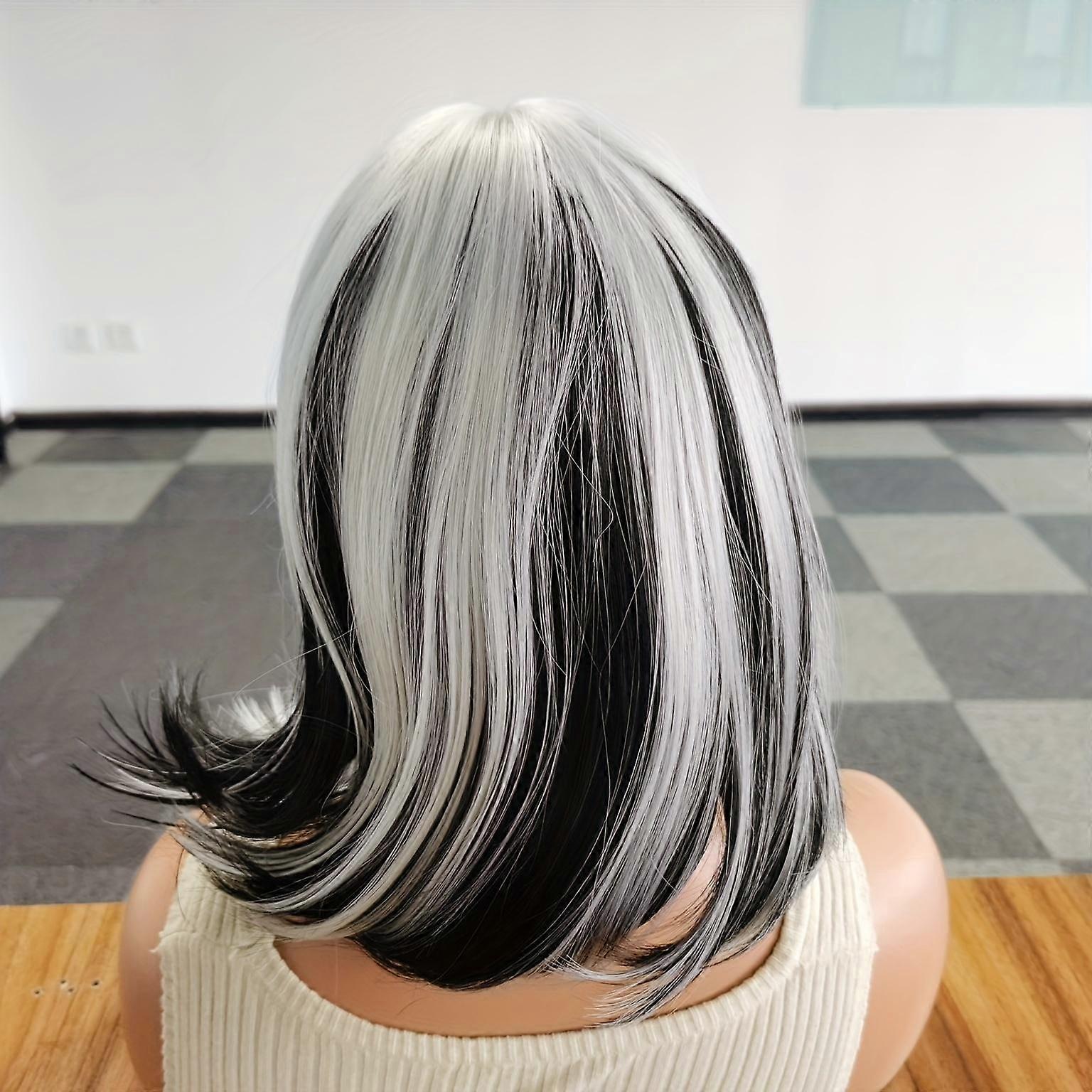 Anime Cosplay Wig Short Synthetic Wig With Bangs Gray Hair With