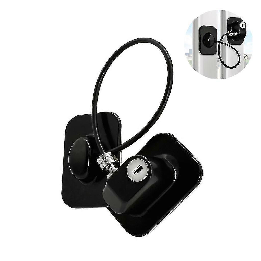 Black Lockable Window Restrictor With Key, 20cm Cable Length Restricts