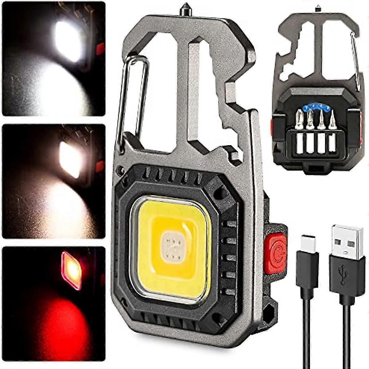 Cob Keychain Work Light Cob Rechargeable Keychain Light 1000lumens Keychain Torch Led Super Bright With 7 Light Modes Mini Keyring Torches With Scr