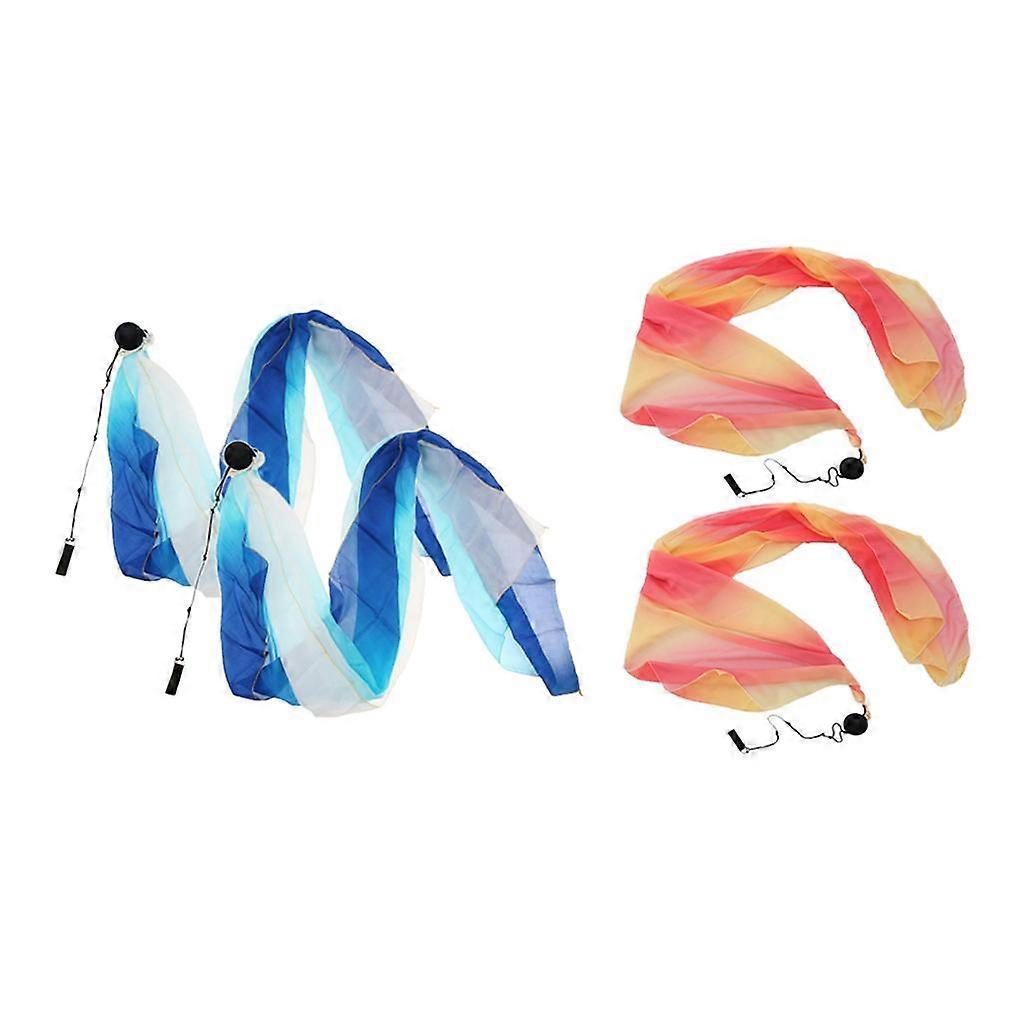 2 par slør poi kaste bolde imiteret silke justerbar mavedans combo 8