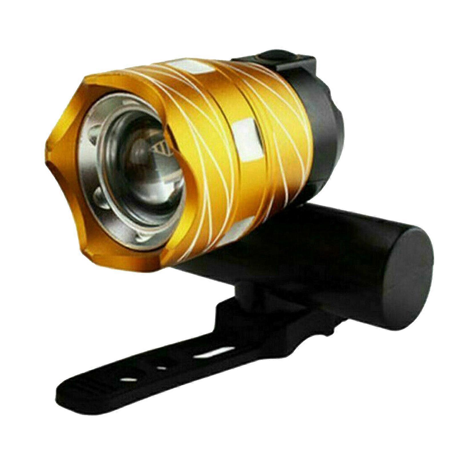 USB Rechargeable Bike Headlight LED Bicycle Front Head Lamp Zoomable Gold