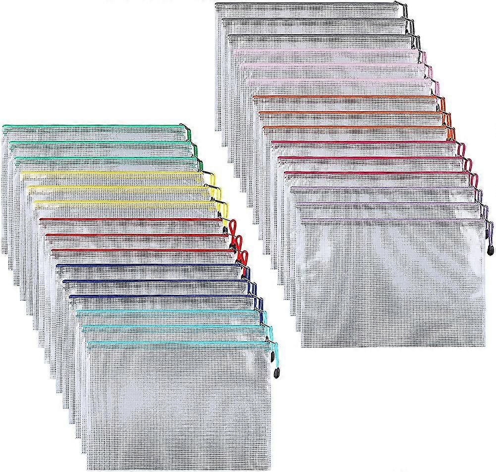 30 Pcs A6 Document Pouch / File Bag Plastic Pvc Mesh Zip Filing Cabinet Folder